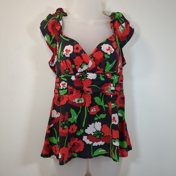 Nanette Lepore Women's Red And Green Silk Sleeveless Top , Size 8 - Picture 1 of 8